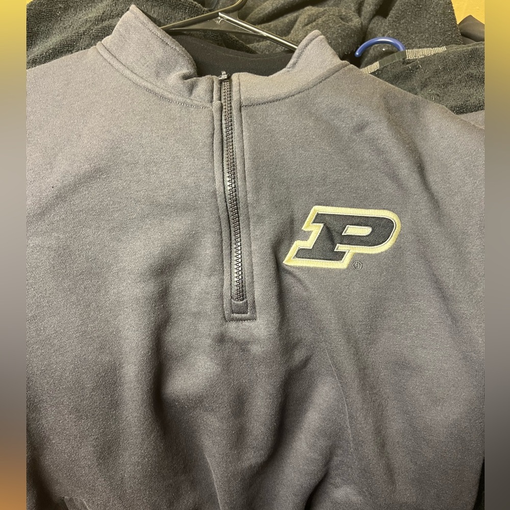 Gray Purdue Quarter-Zip Sweater